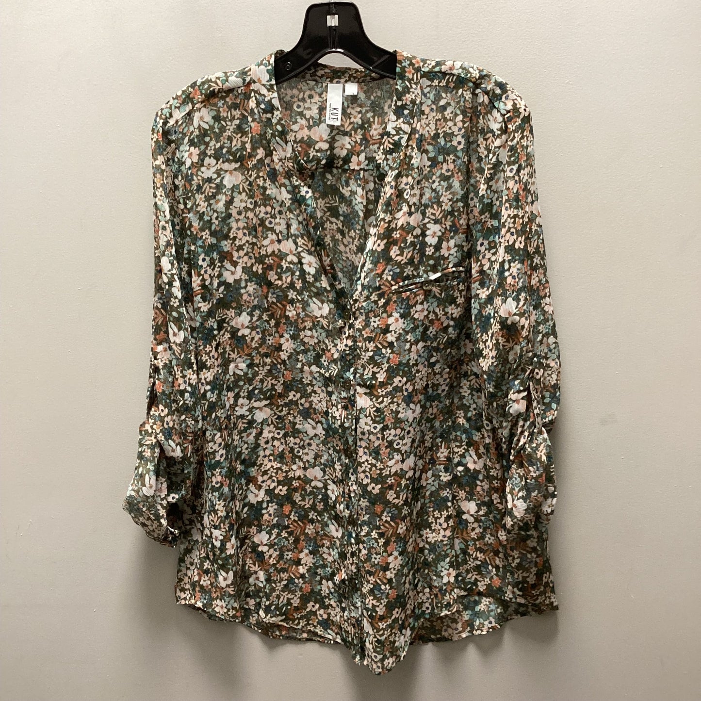 Top 3/4 Sleeve By Kut In Green, Size: L