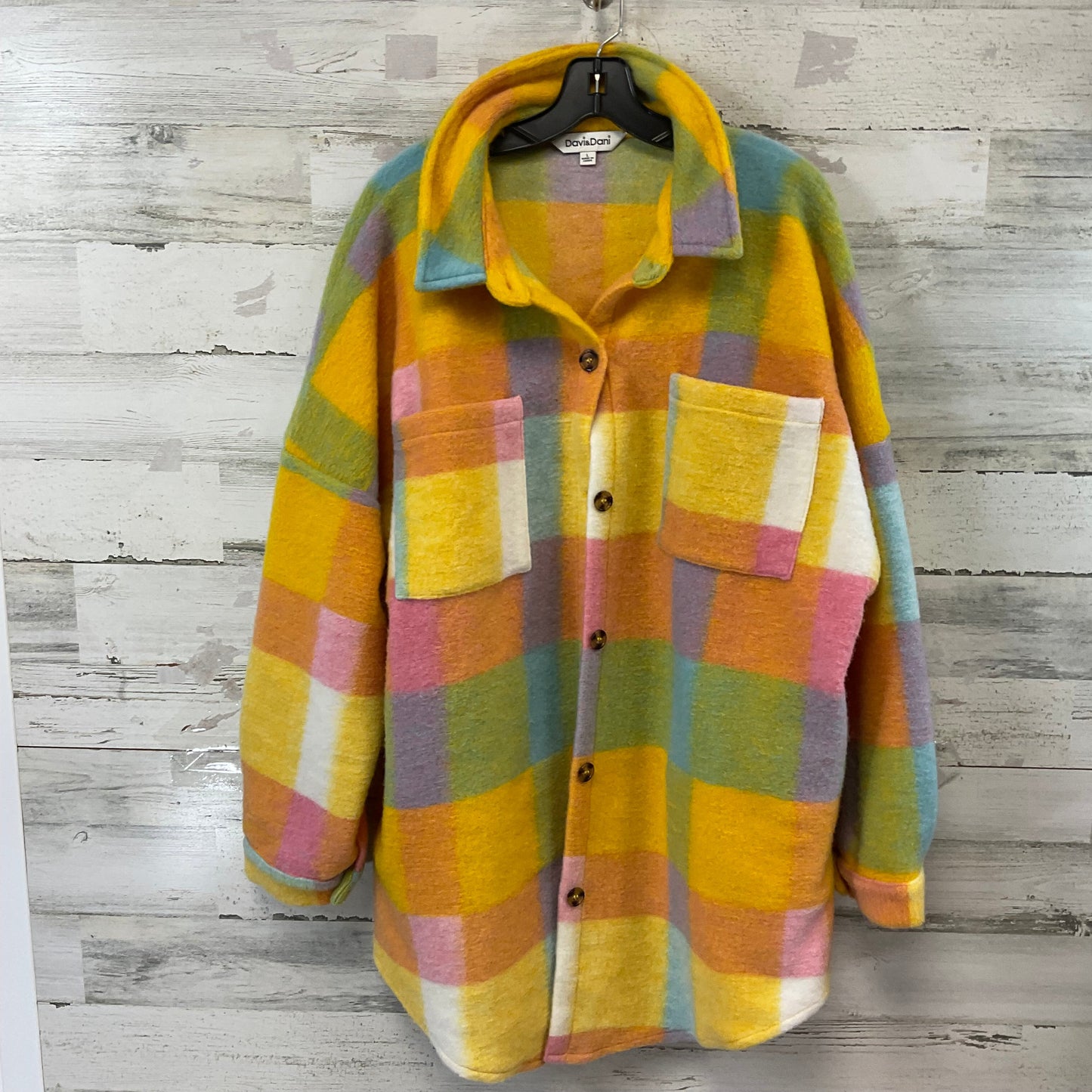 Jacket Shirt By Davi & Dani In Yellow, Size: L