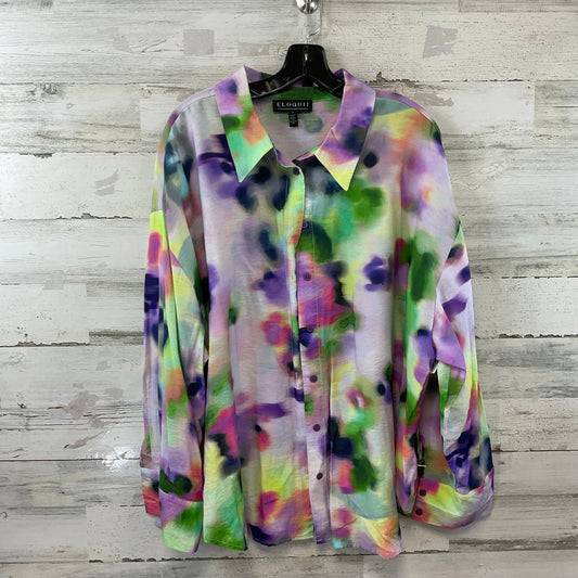 Blouse Long Sleeve By Eloquii In Purple, Size: 2x