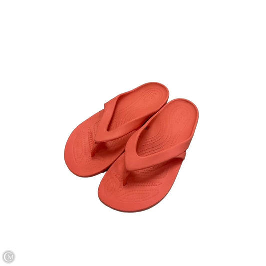 Sandals Flip Flops By Crocs In Orange, Size: 8