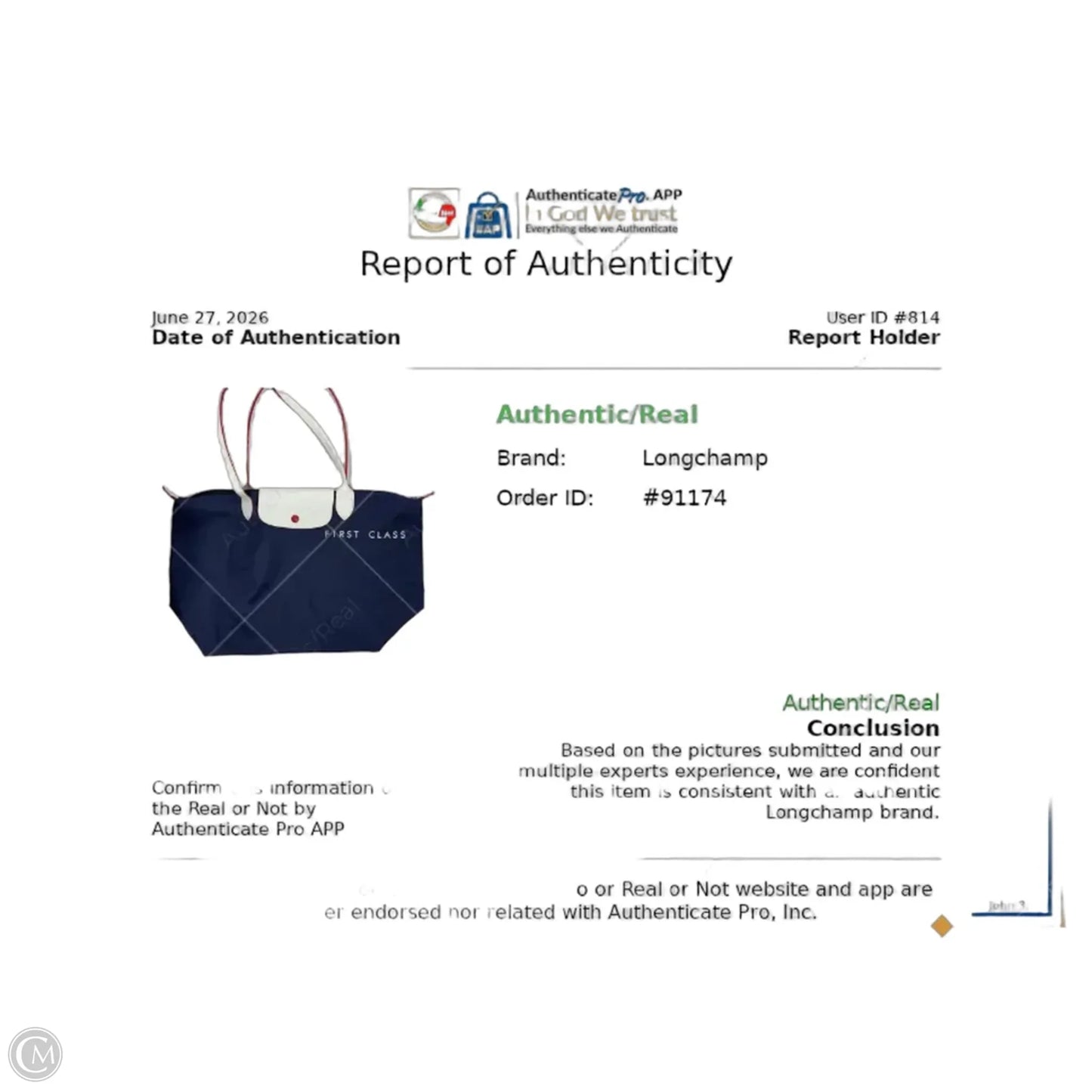 Tote Designer By Longchamp, Size: Large