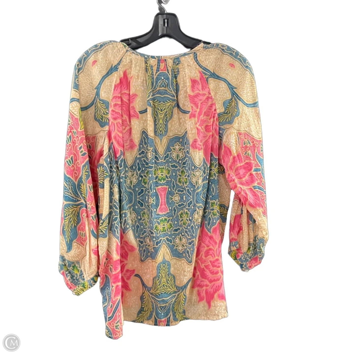 Blouse 3/4 Sleeve By Bell In Brown & Pink, Size: L