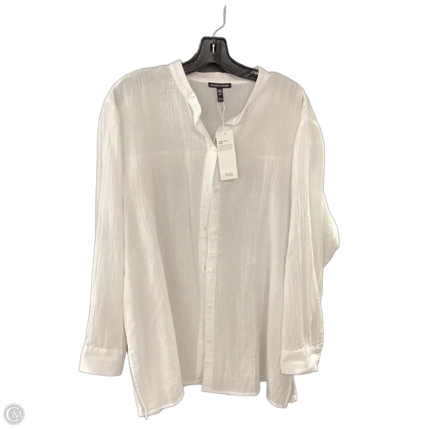Blouse Long Sleeve By Eileen Fisher In White, Size: Xl