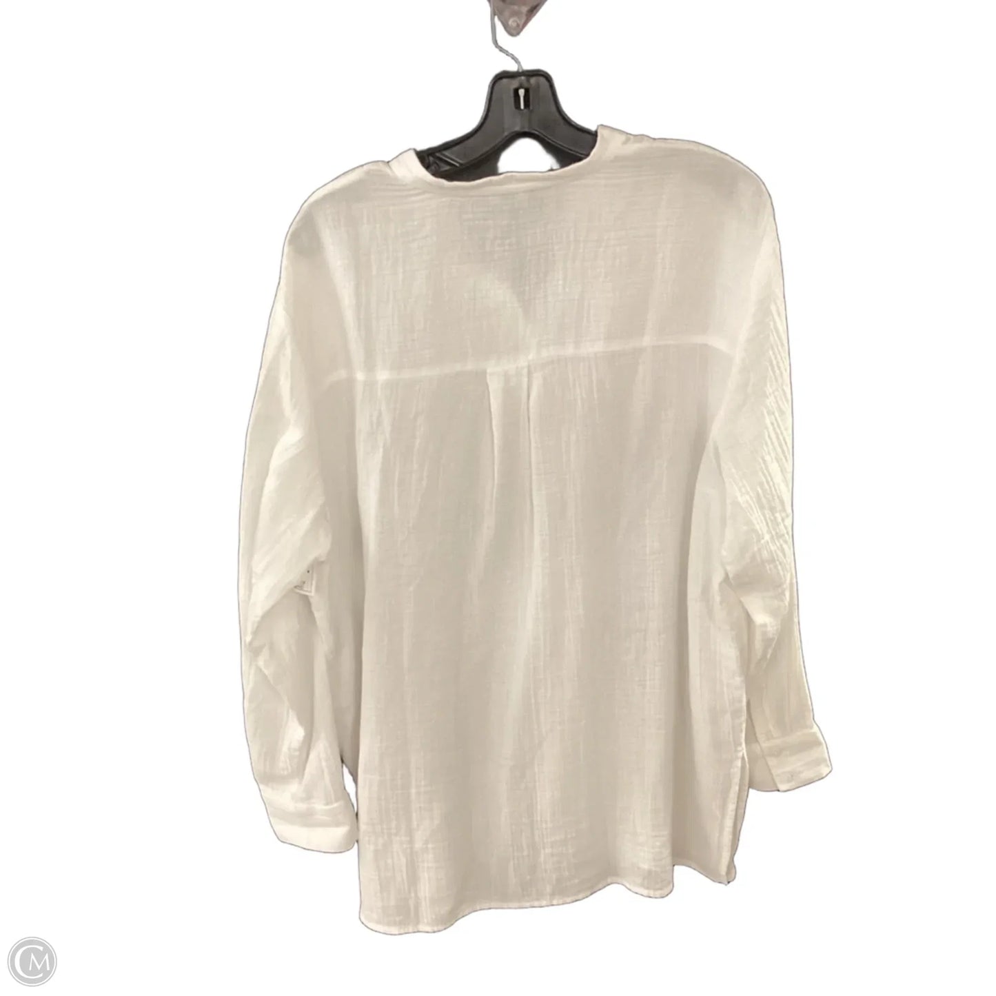 Blouse Long Sleeve By Eileen Fisher In White, Size: Xl