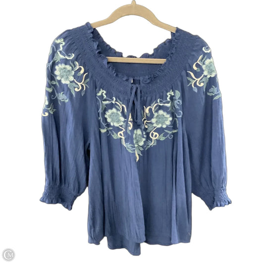 Blouse 3/4 Sleeve By Sundance In Blue, Size: Xl
