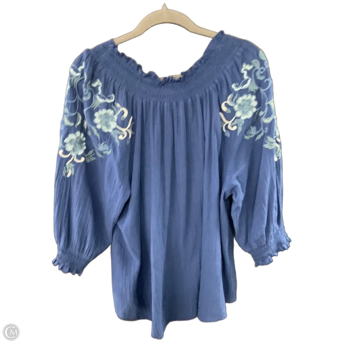 Blouse 3/4 Sleeve By Sundance In Blue, Size: Xl