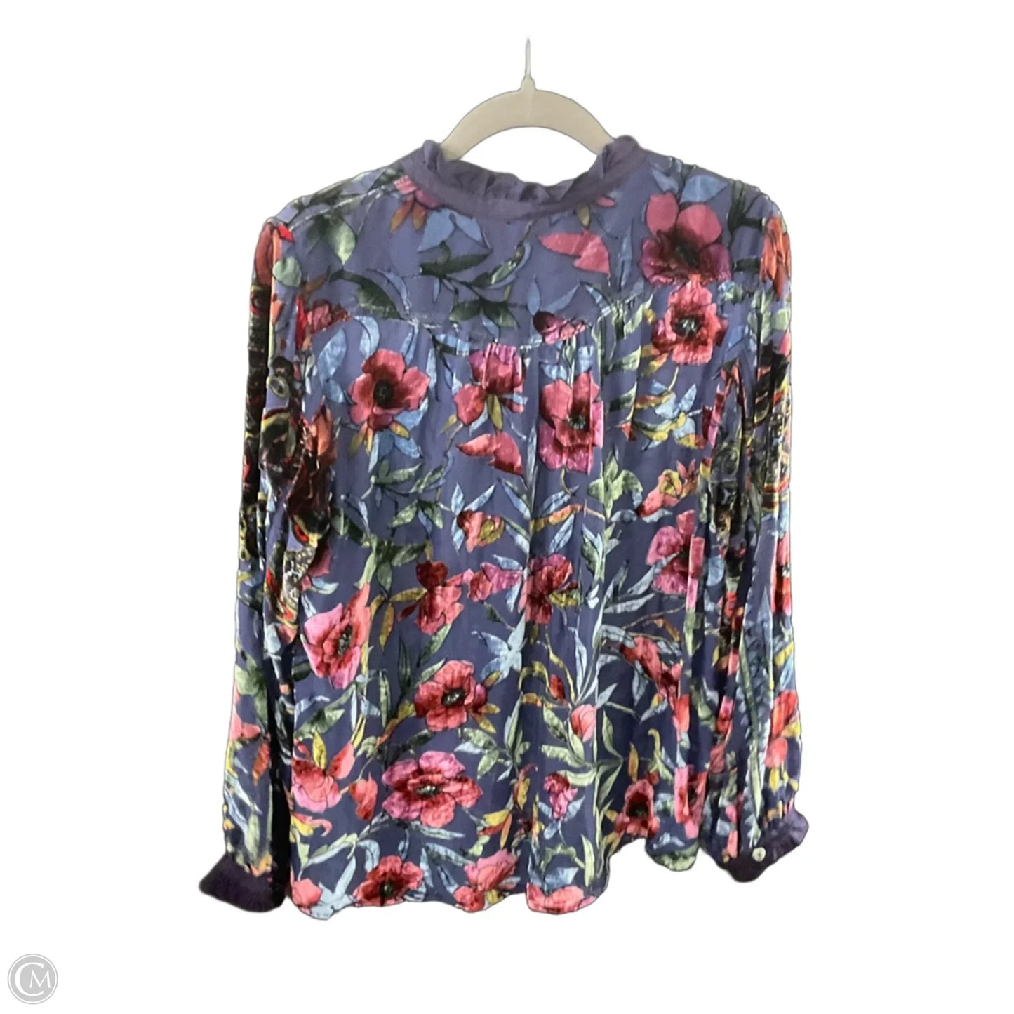 Blouse Long Sleeve By Johnny Was In Blue, Size: M