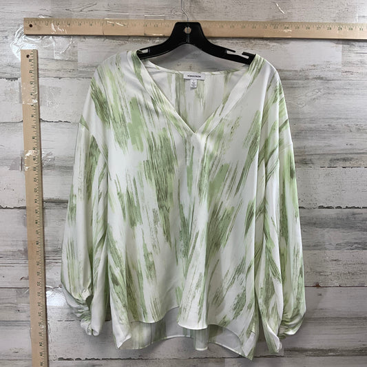 Blouse 3/4 Sleeve By Nordstrom In Green, Size: L