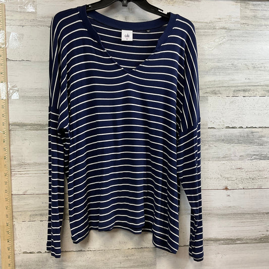 Blue & White Top Long Sleeve Basic Cabi, Size M