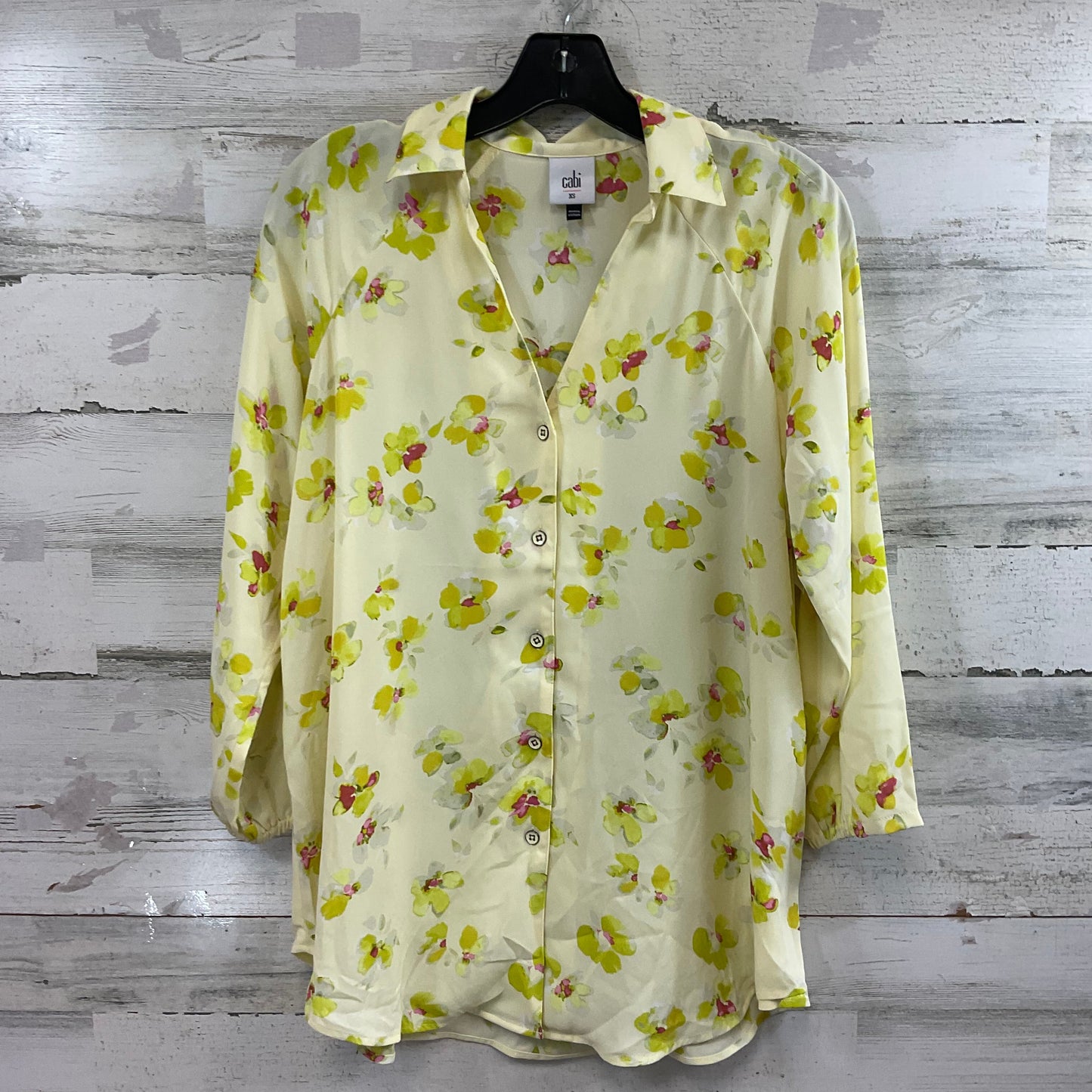 Blouse 3/4 Sleeve By Cabi In Yellow, Size: Xs