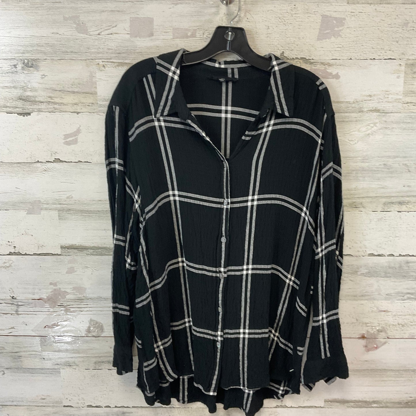 Blouse Long Sleeve By Jane And Delancey In Black & White, Size: 1x