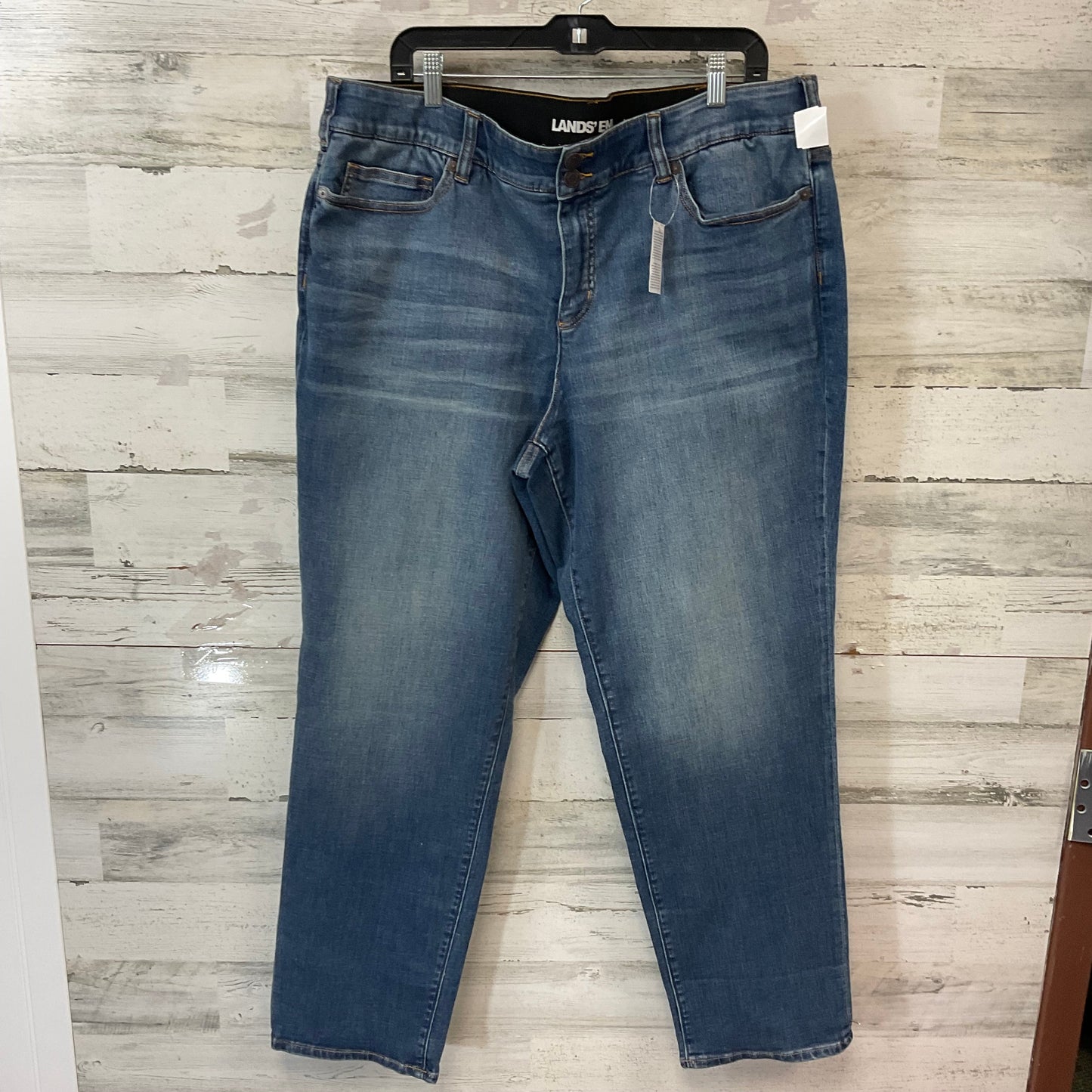 Jeans Straight By Lands End In Blue Denim, Size: 22w