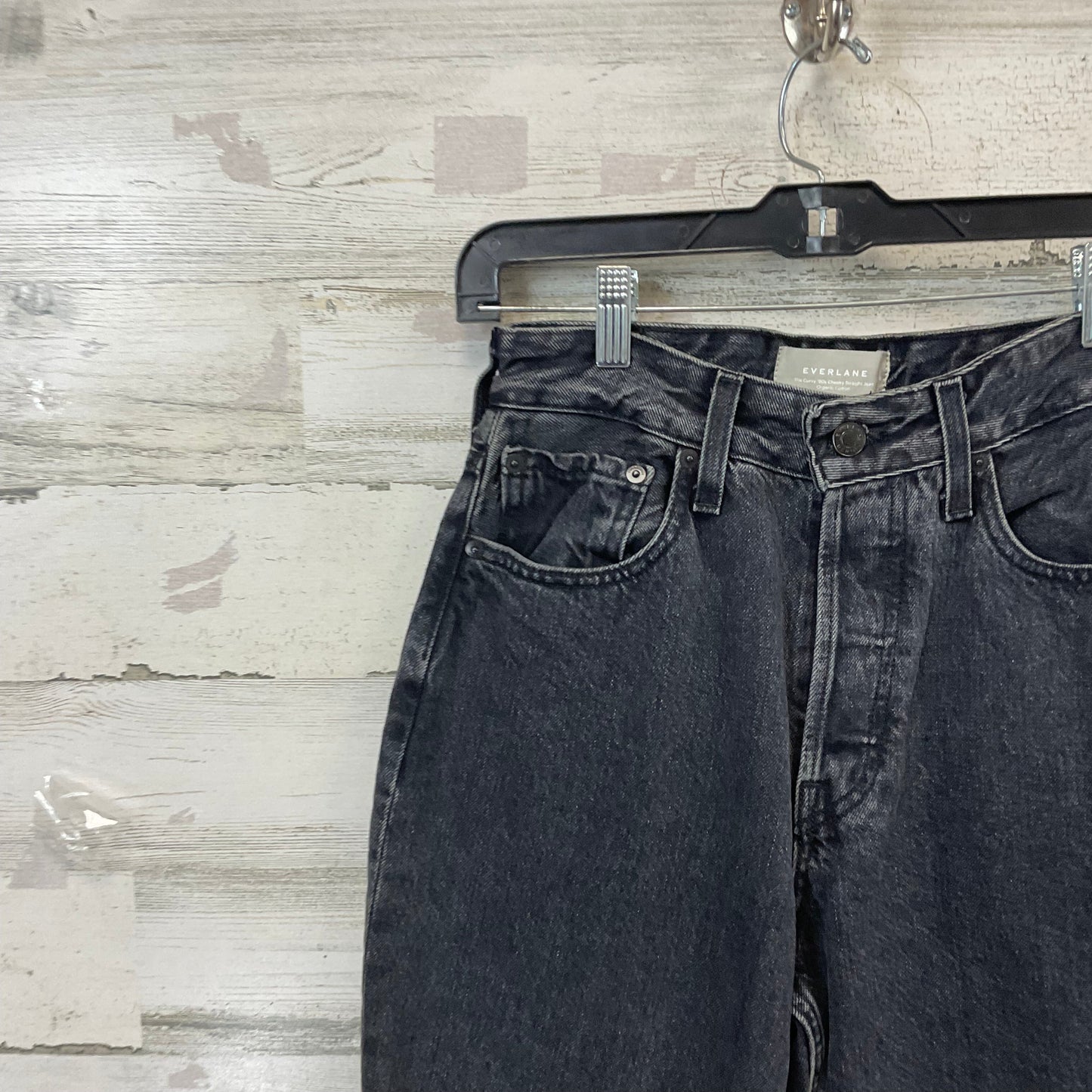 Jeans Straight By Everlane In Black Denim, Size: 6