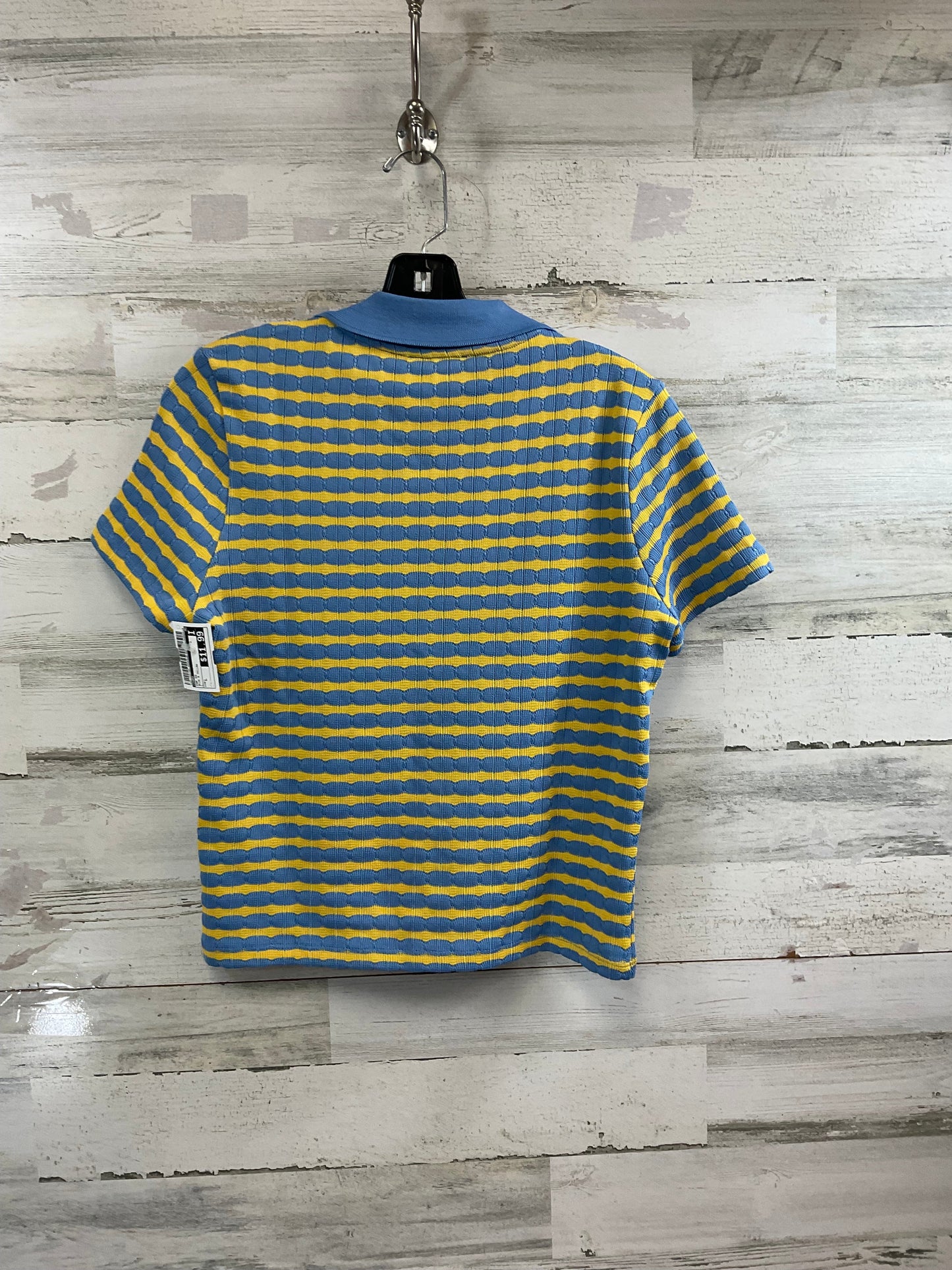 Top Short Sleeve By Zara In Blue & Yellow, Size: L