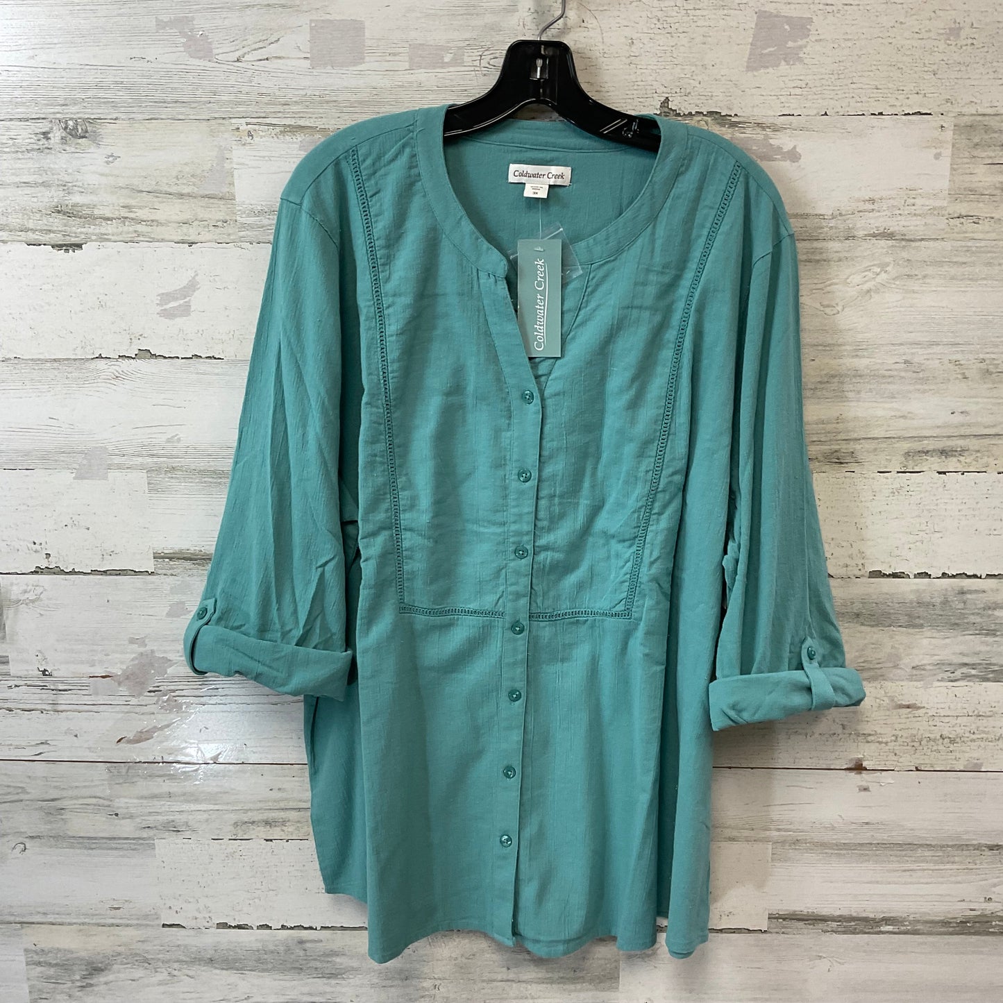 Blouse Long Sleeve By Coldwater Creek In Green, Size: 3x