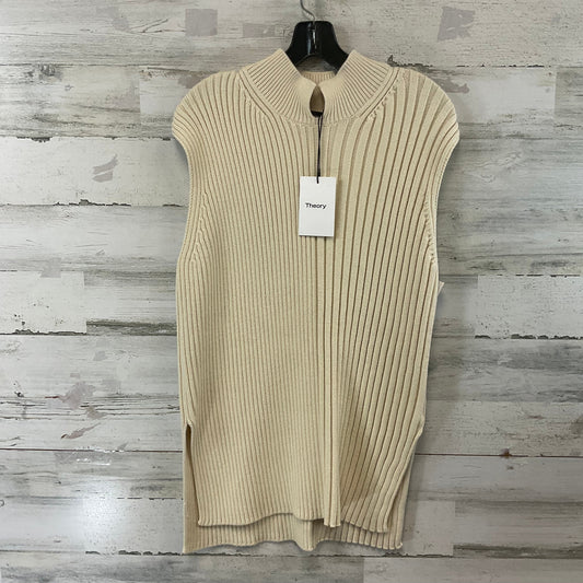 Sweater Short Sleeve By Theory In Cream, Size: L