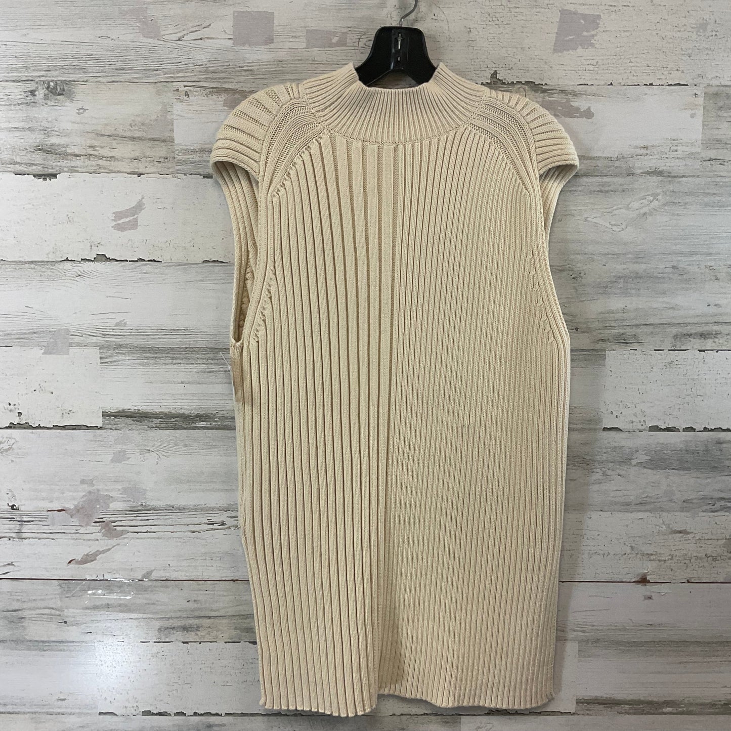 Sweater Short Sleeve By Theory In Cream, Size: L