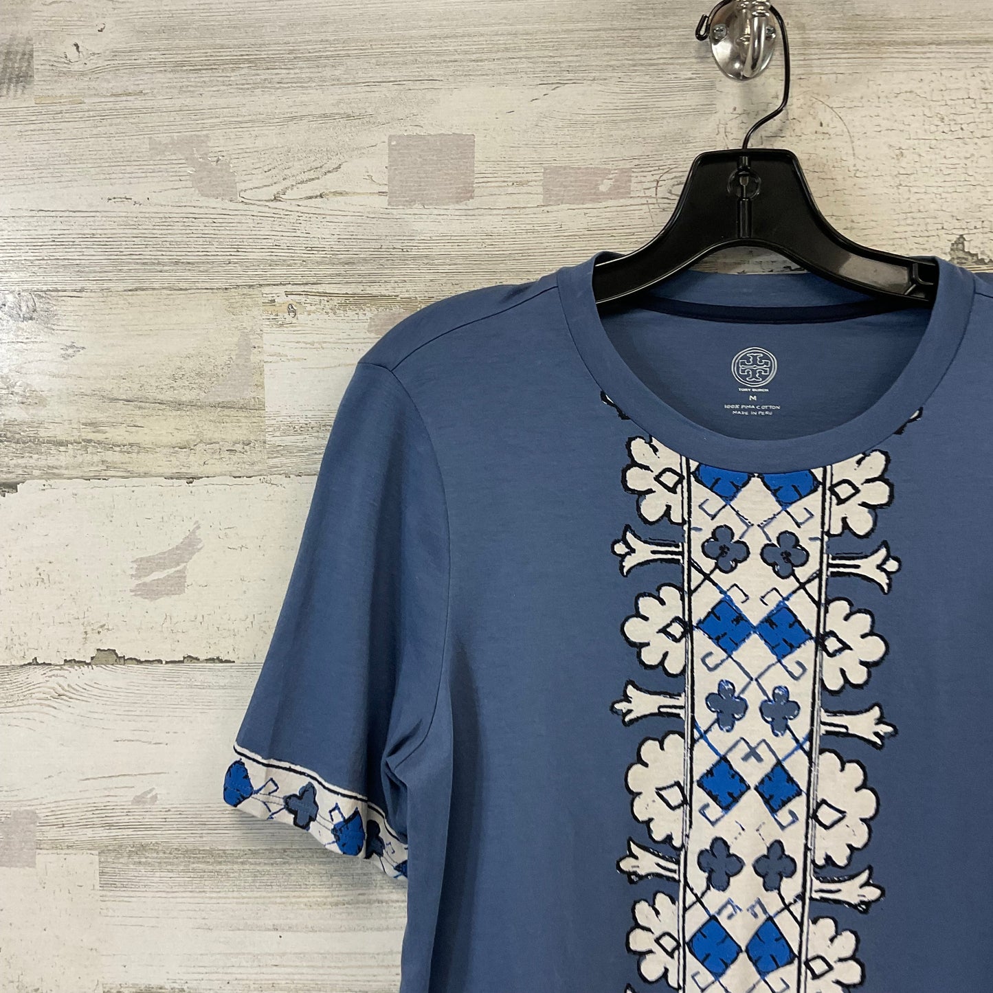 Top Short Sleeve By Tory Burch In Blue, Size: M