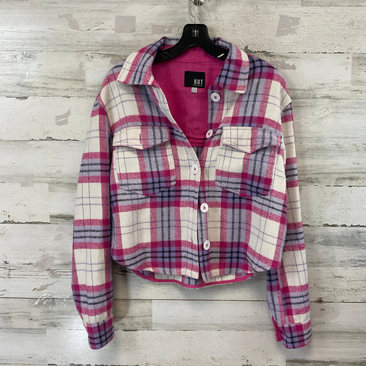 Jacket Shirt By Kut In Pink & Purple, Size: S