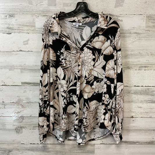 Blouse Long Sleeve By White Birch In Black & Cream, Size: Xl