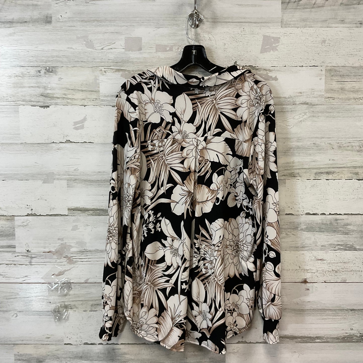 Blouse Long Sleeve By White Birch In Black & Cream, Size: Xl