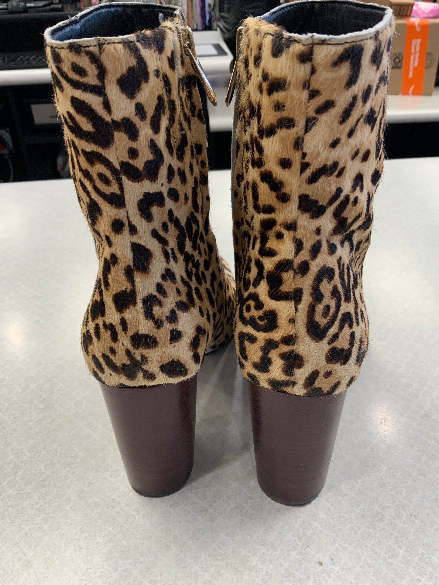 Boots Ankle Heels By Sam Edelman In Animal Print, Size: 7.5