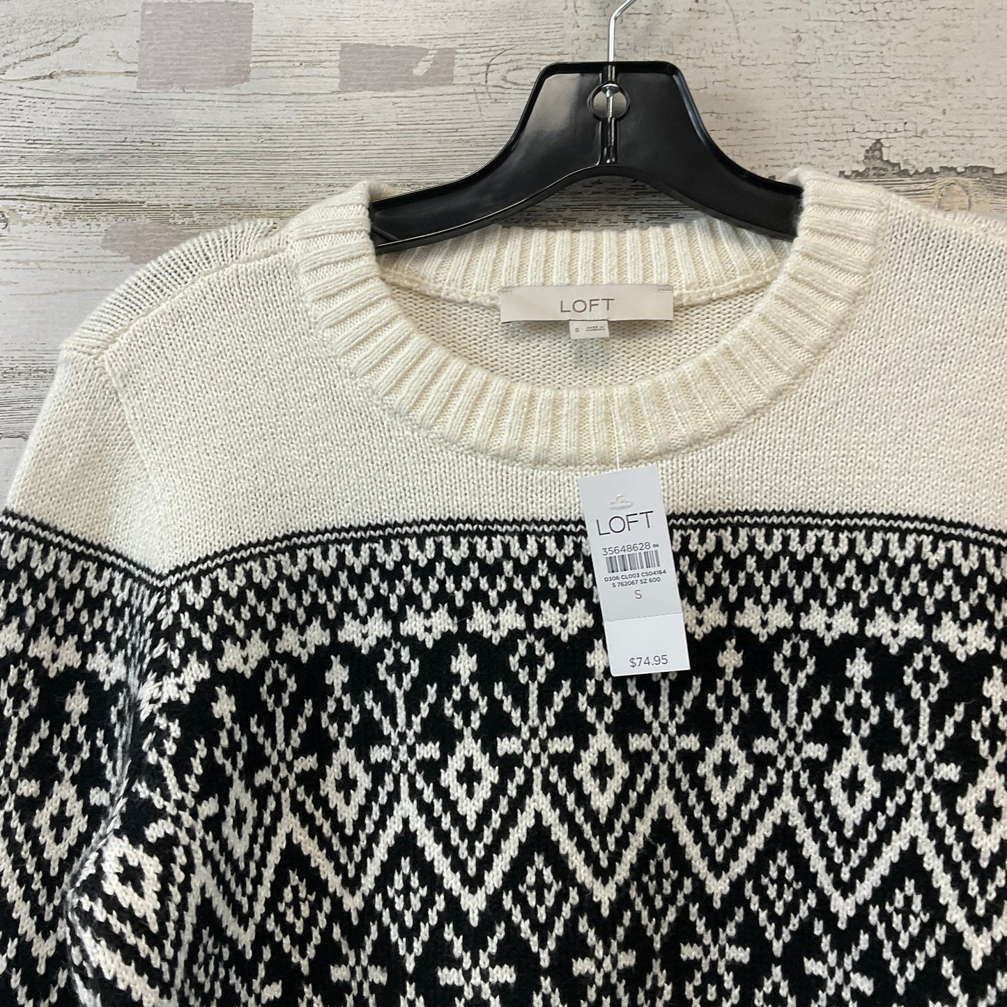 Sweater By Loft In Black & Cream, Size: S