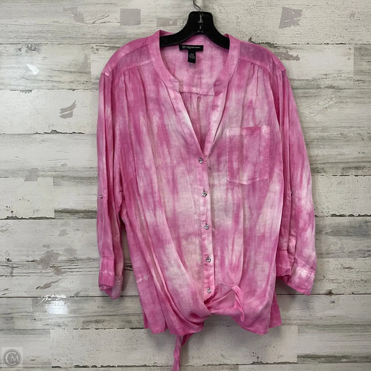 Blouse Long Sleeve By Inc In Pink, Size: 2x