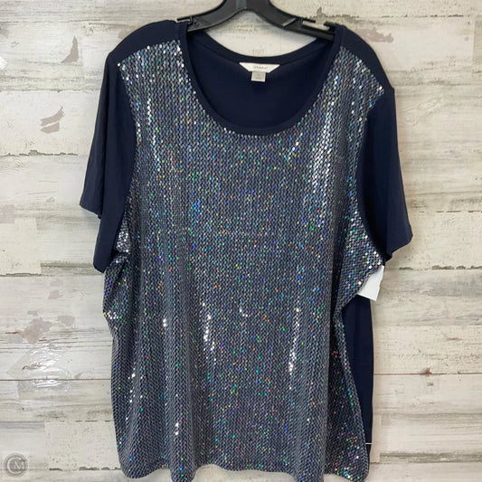 Top Short Sleeve By Cj Banks In Blue, Size: 3x