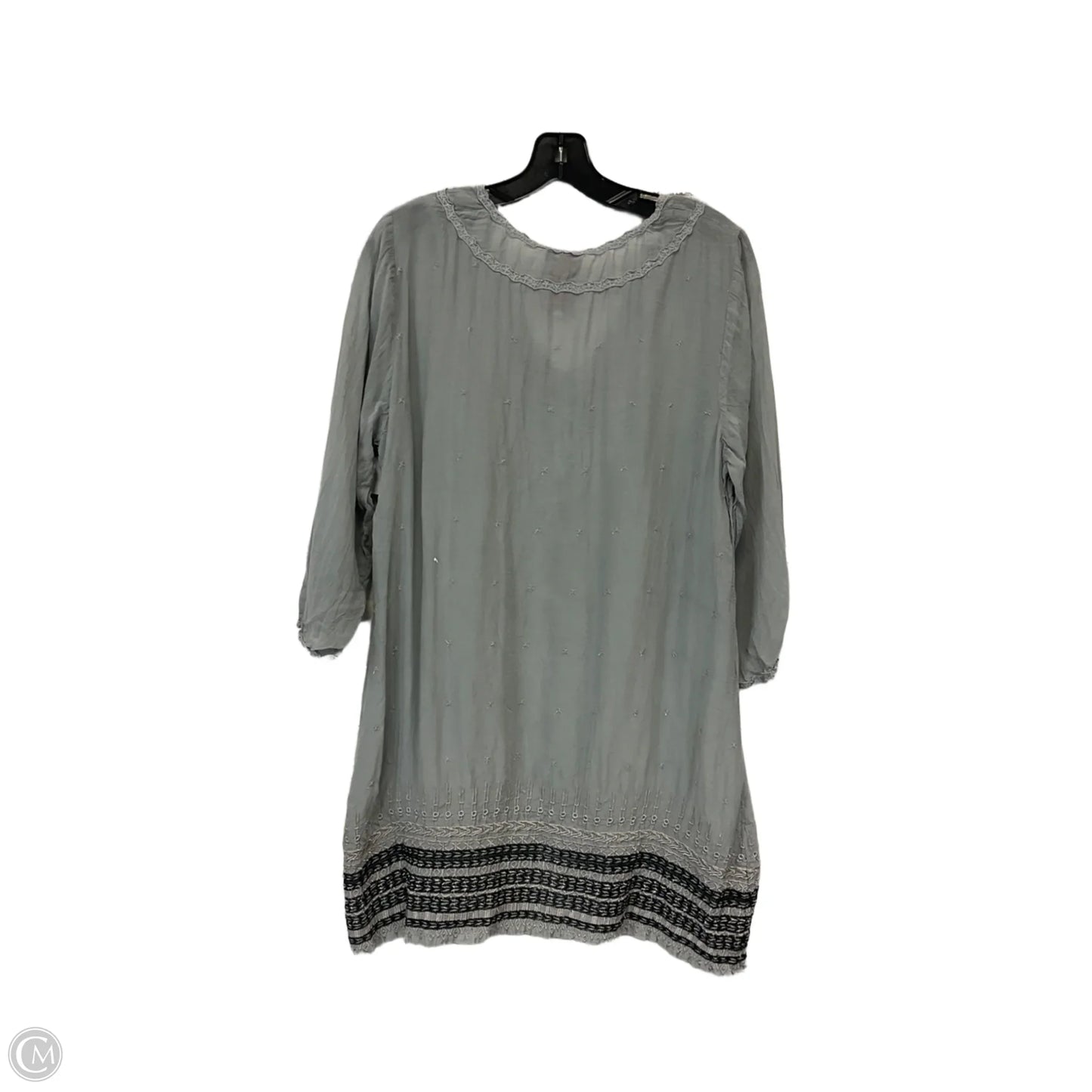 Tunic 3/4 Sleeve By Johnny Was In Grey, Size: L