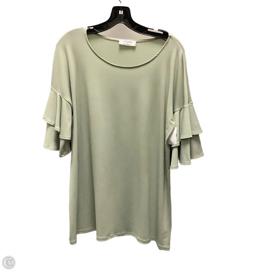 Blouse Short Sleeve By Zenana Outfitters In Green, Size: L
