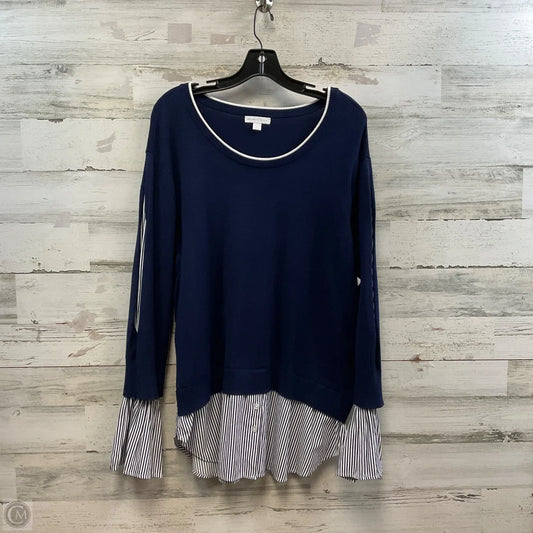 Blouse Long Sleeve By New York And Co In Blue, Size: Xl