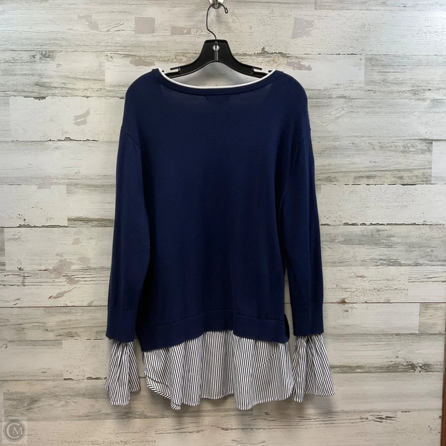 Blouse Long Sleeve By New York And Co In Blue, Size: Xl