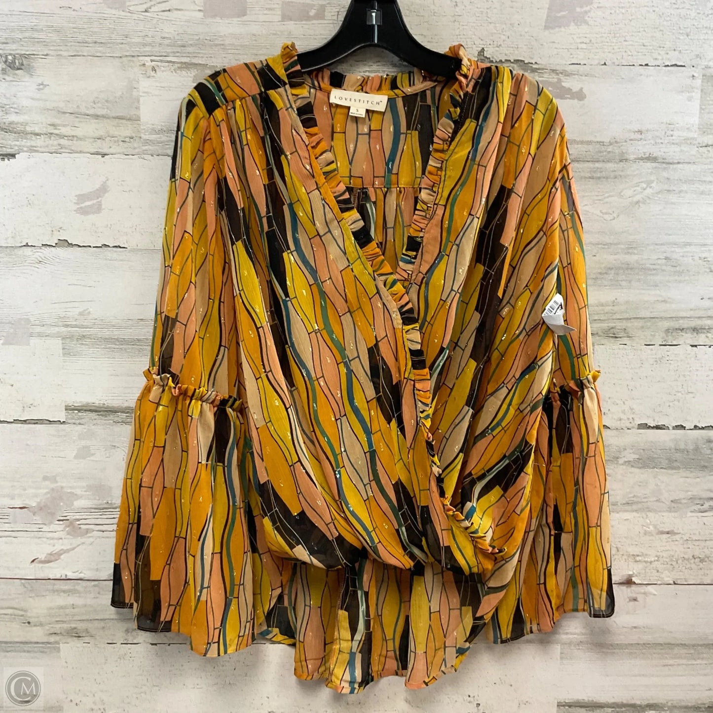 Blouse 3/4 Sleeve By Lovestitch In Yellow, Size: S