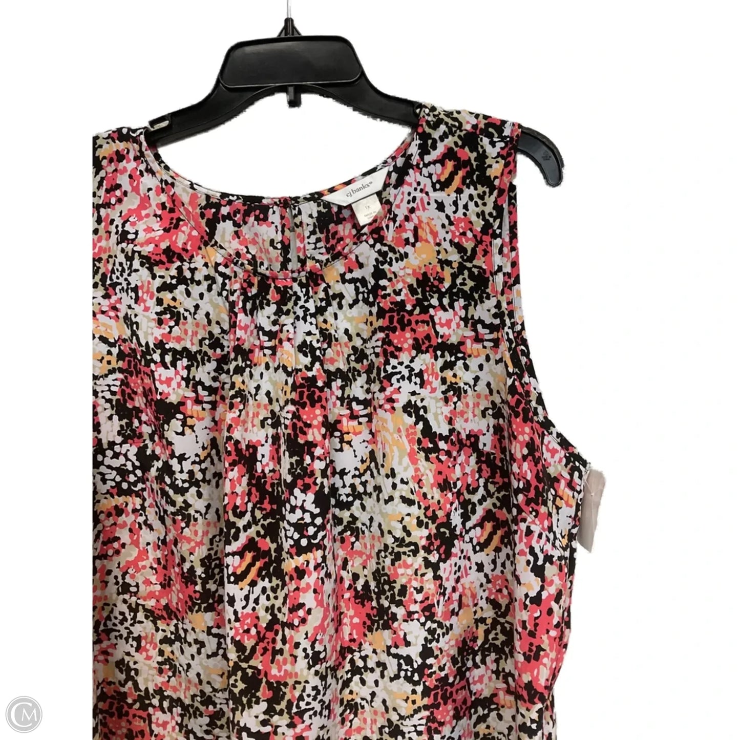 Blouse Sleeveless By Cj Banks In Black & Pink, Size: 1x