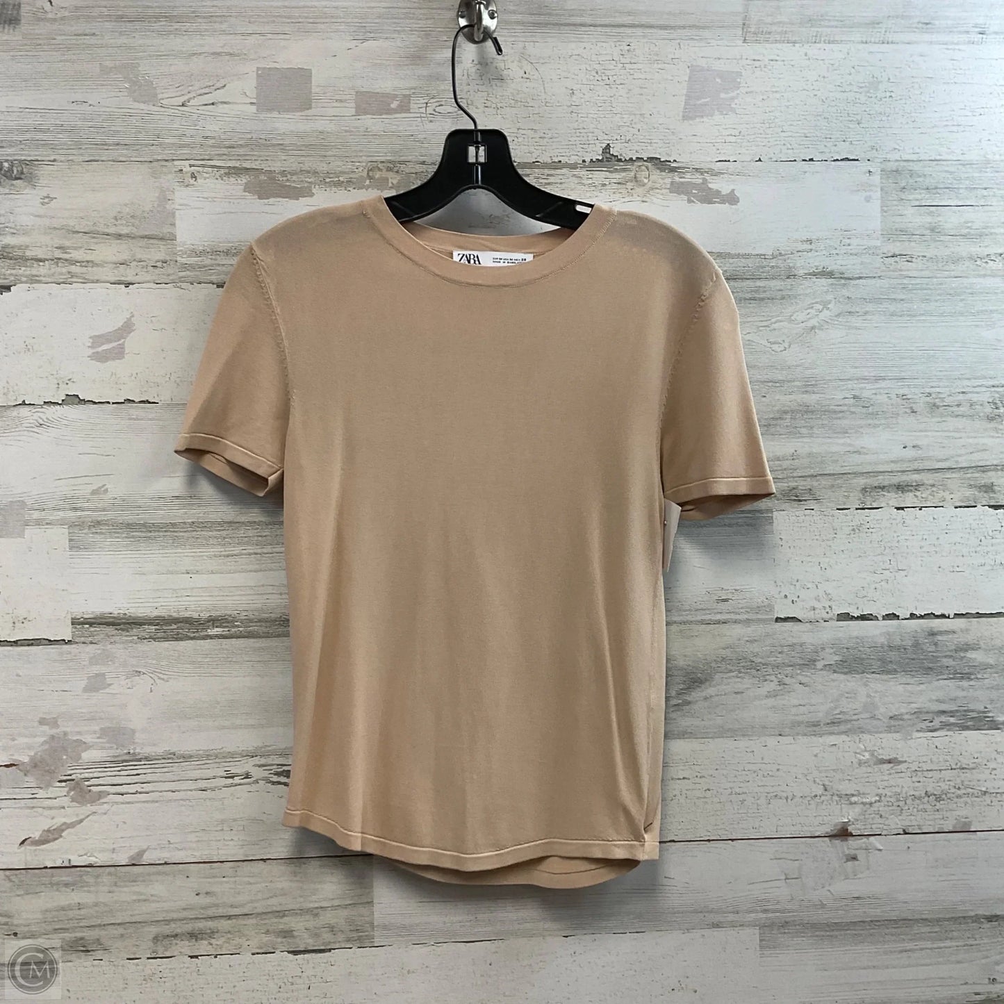 Top Short Sleeve By Zara In Brown, Size: M