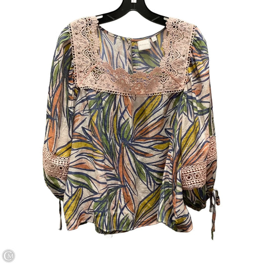 Top 3/4 Sleeve By Zac And Rachel In Pink, Size: L