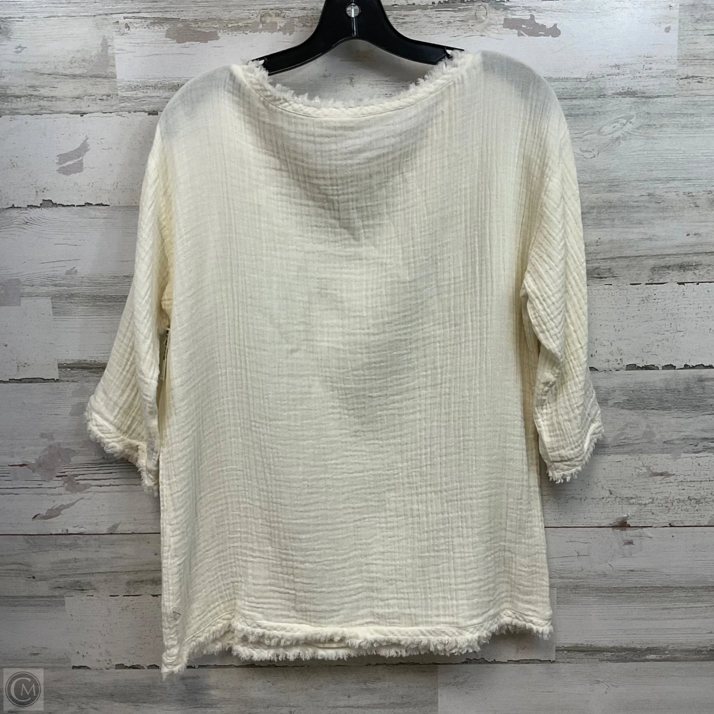 Top 3/4 Sleeve By Eileen Fisher In Cream, Size: S