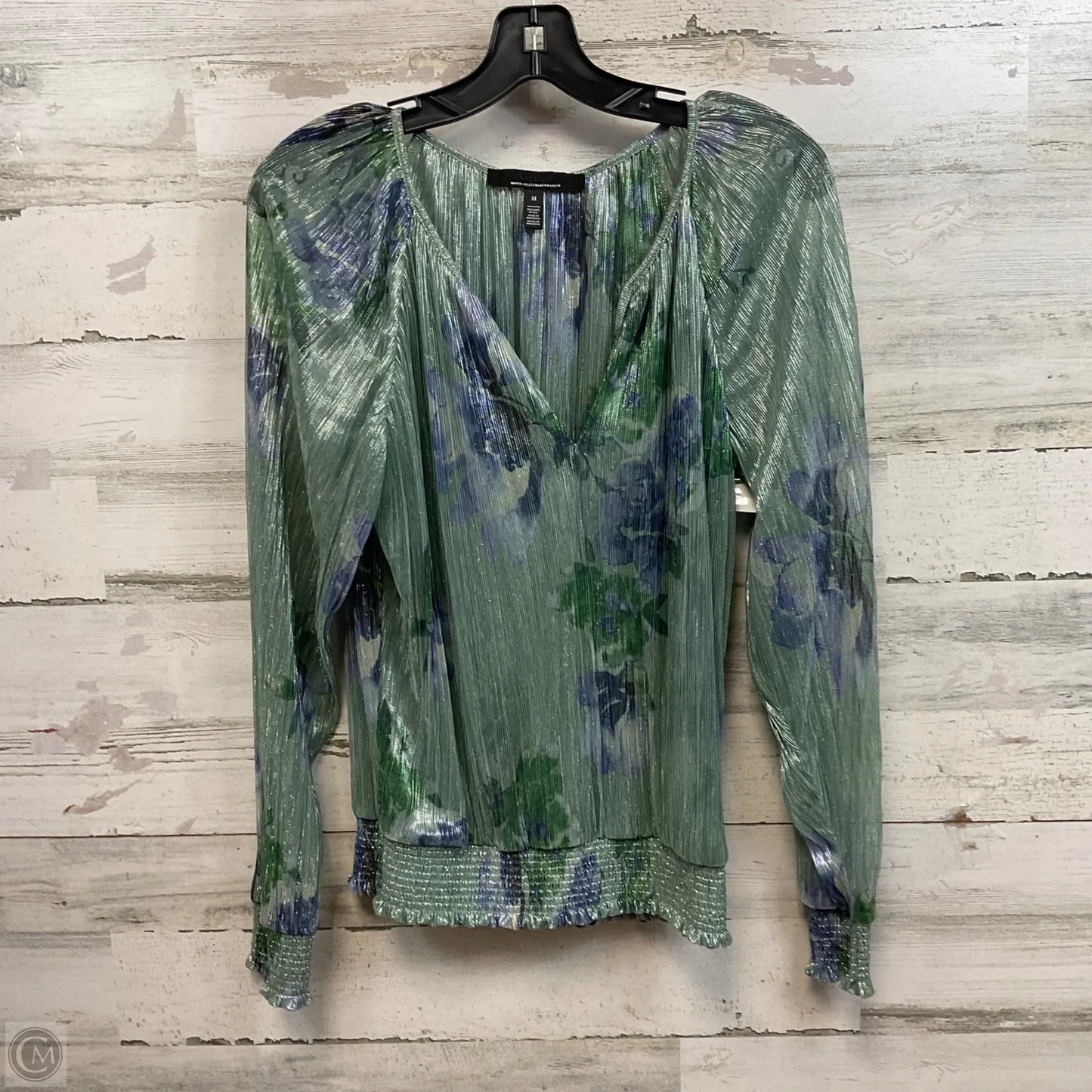Blouse Long Sleeve By White House Black Market In Green, Size: M