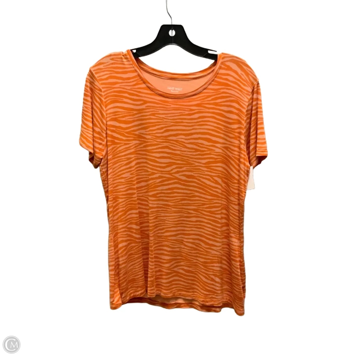 Top Short Sleeve Basic By Nine West Apparel In Orange, Size: L