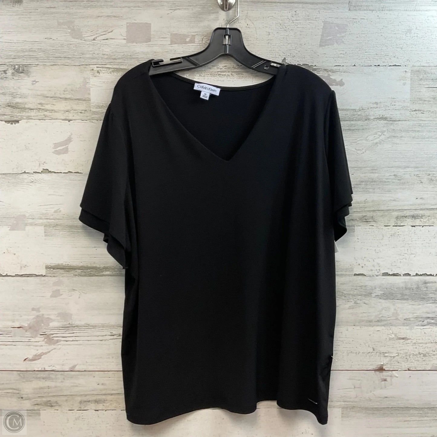 Blouse Short Sleeve By Calvin Klein In Black, Size: 2x