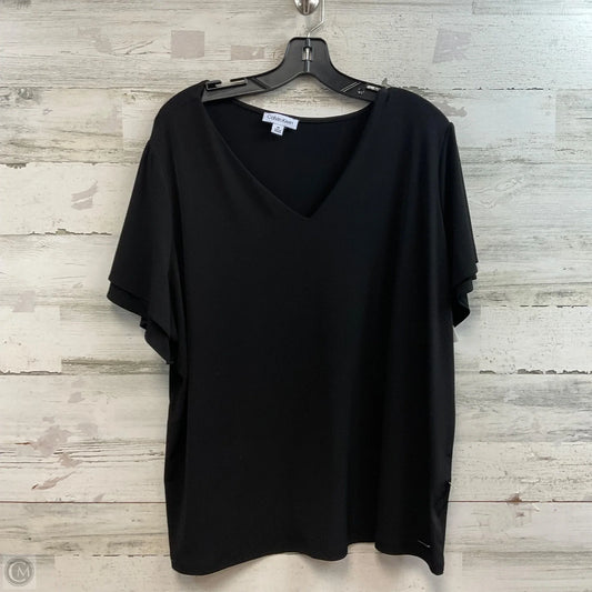 Blouse Short Sleeve By Calvin Klein In Black, Size: 2x