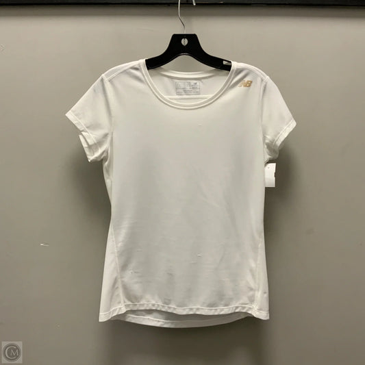 Athletic Top Short Sleeve By New Balance In White, Size: M