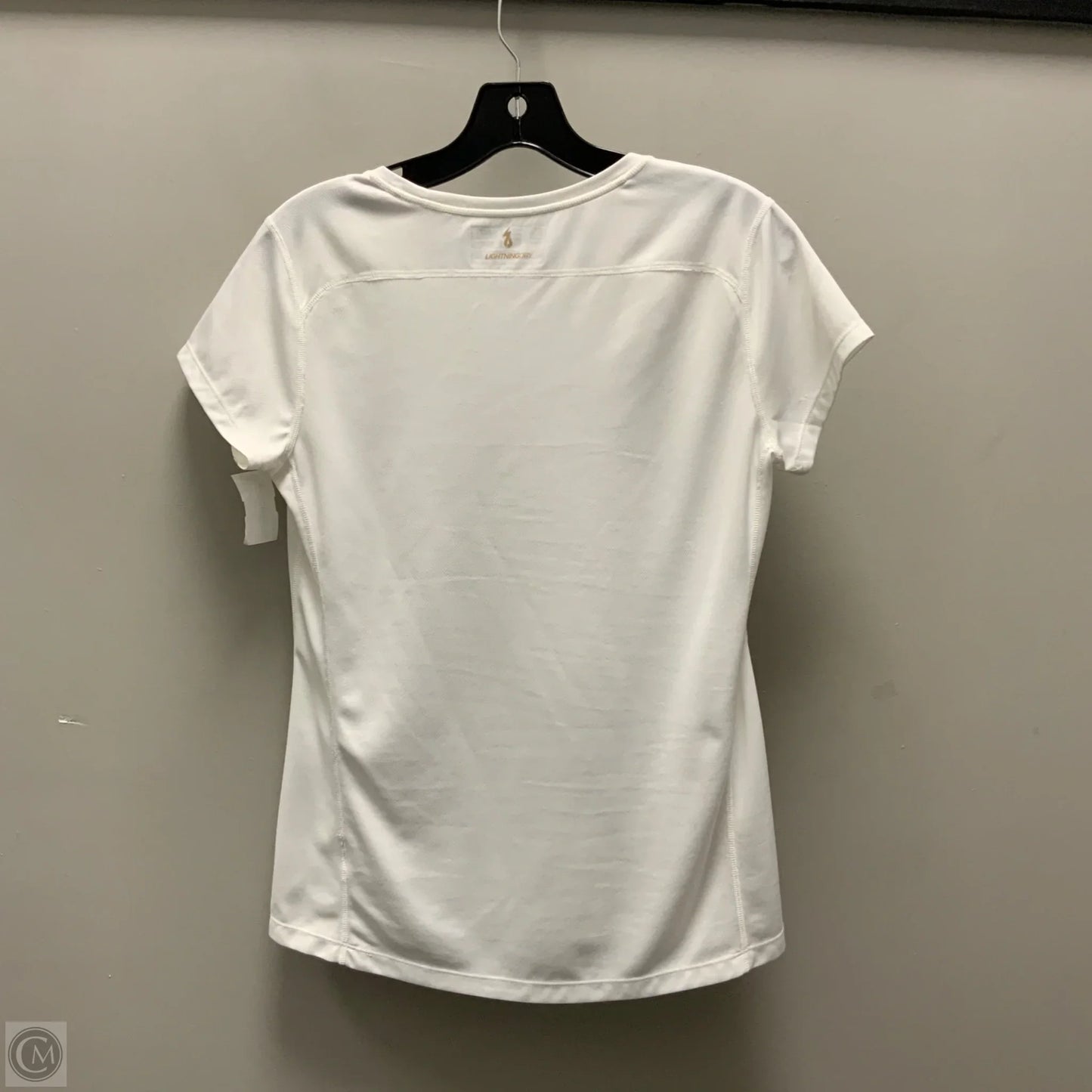 Athletic Top Short Sleeve By New Balance In White, Size: M