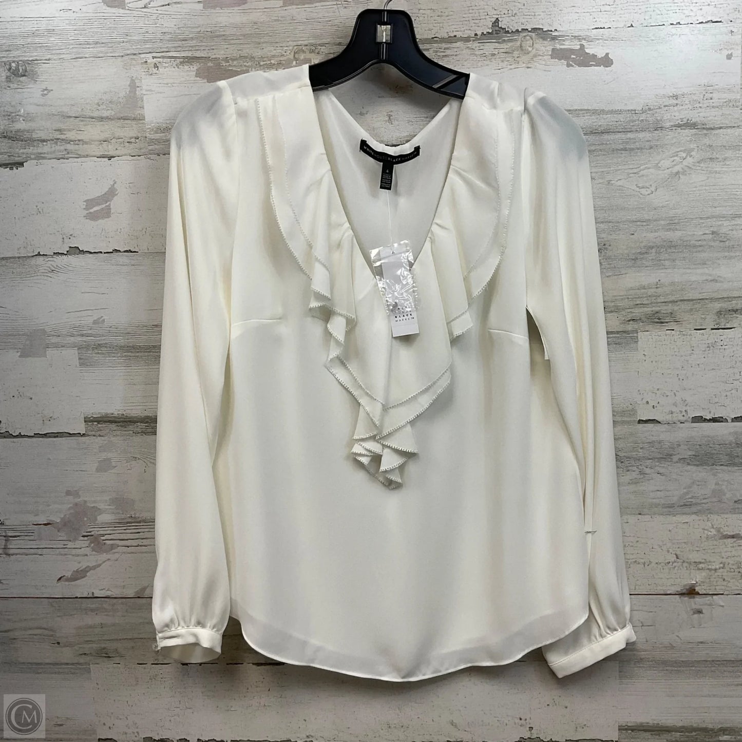 Blouse Long Sleeve By White House Black Market In Cream, Size: 4