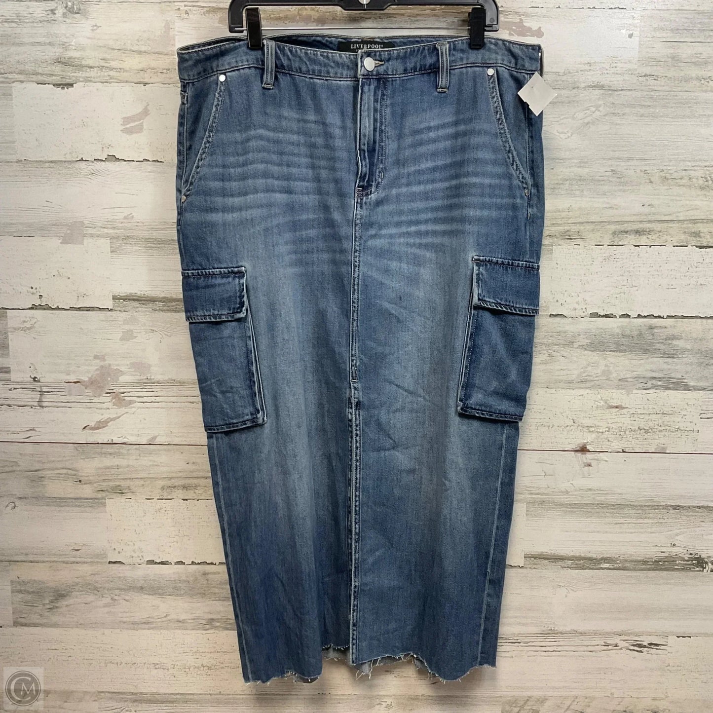 Skirt Maxi By Liverpool In Blue Denim, Size: 14