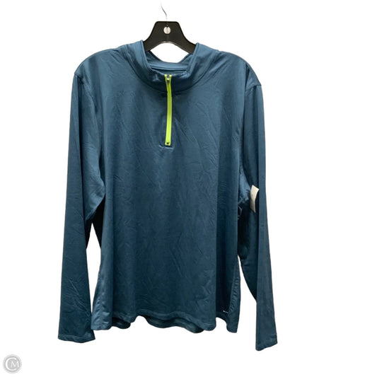Athletic Top Long Sleeve Collar By Threads 4 Thought In Blue, Size: 1x