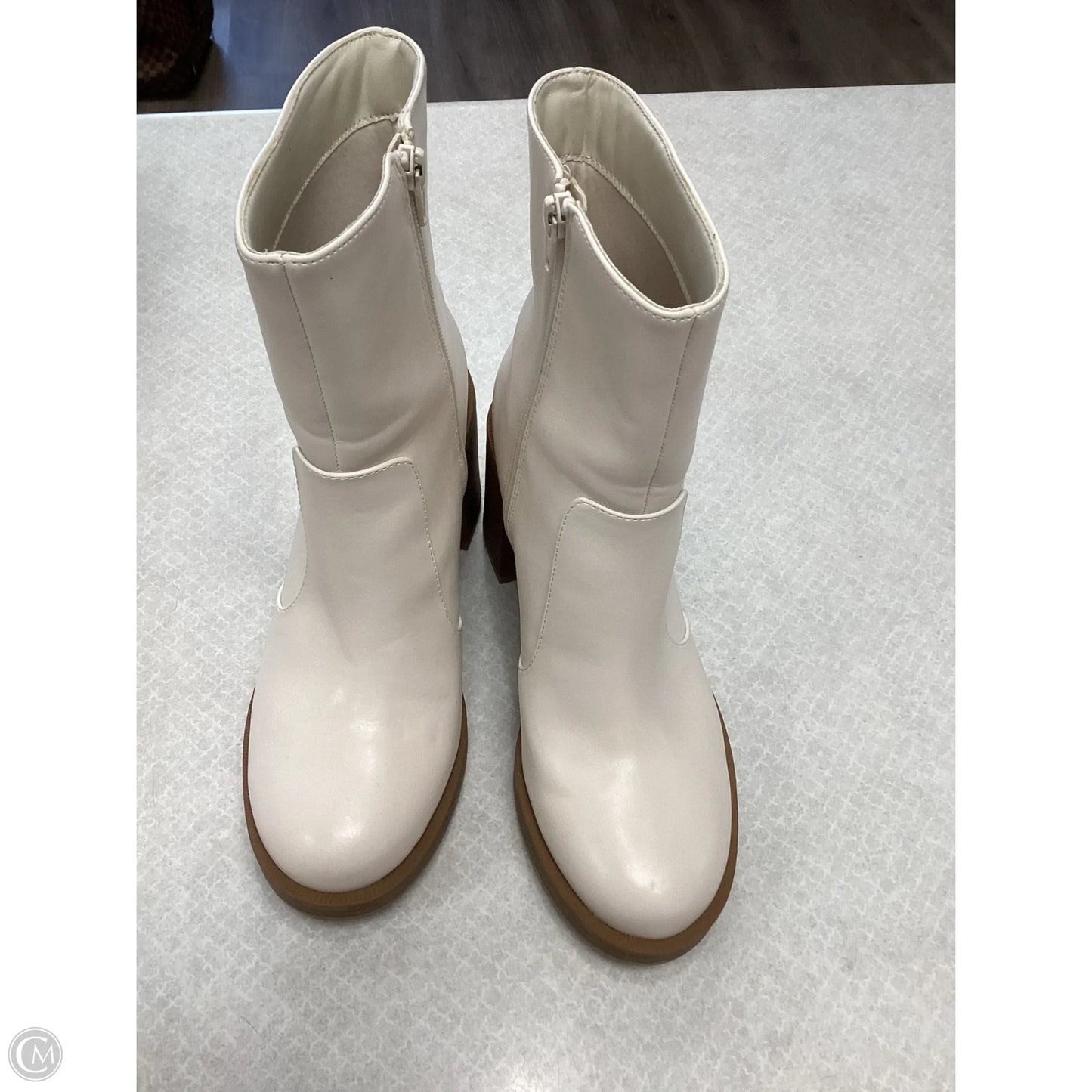 Boots Ankle Heels By Universal Thread In Cream, Size: 9