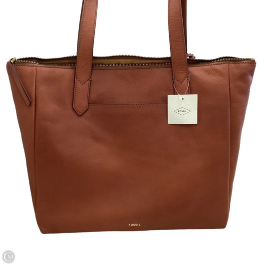Handbag Leather By Fossil, Size: Medium