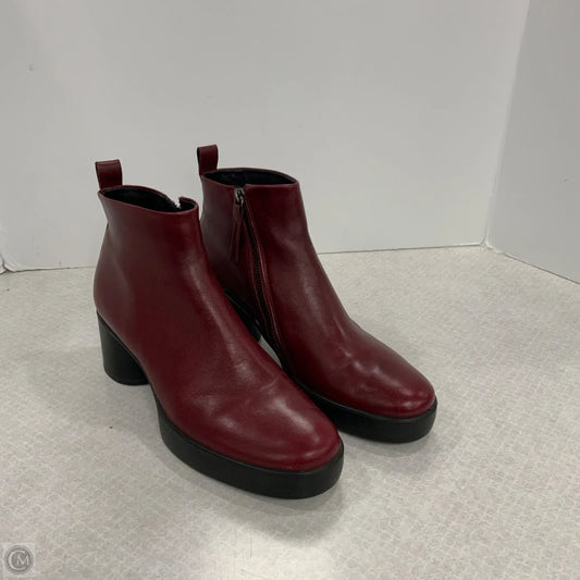 Boots Ankle Heels By Ecco In Maroon, Size: 9